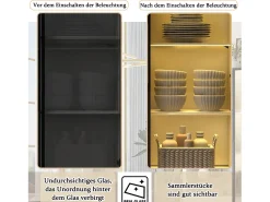 Vitrine de vidro à prova de poeira - 140 x 40 x 160 cm - com compartimentos de vidro e abertos + LEDs - aglomerado - branca