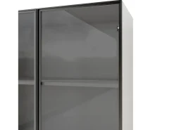 Vitrine de vidro à prova de poeira - 140 x 40 x 160 cm - com compartimentos de vidro e abertos + LEDs - aglomerado - branca