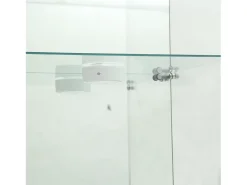 Vitrine de vidro com 1 porta e fechadura, para sala de estar, branca com luz e espelho, 164x42,5x36,5 cm