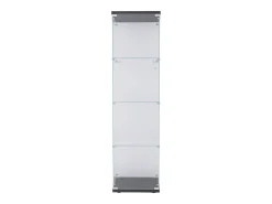 Vitrine de vidro com 4 prateleiras e 1 porta, 164x42x36 cm, armário de coleção, preto, transparente