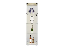 Vitrine de vidro com 4 prateleiras, LED, 1 porta, 164x42x36 cm, armário de coleta, branco, transparente