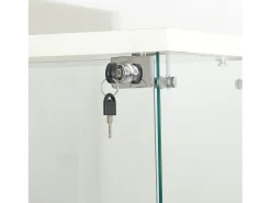 Vitrine de vidro com 4 prateleiras, LED, 1 porta, 164x42x36 cm, armário de coleta, branco, transparente