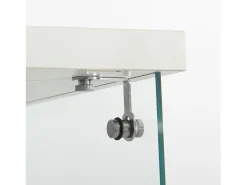 Vitrine de vidro com 4 prateleiras, LED, 1 porta, 164x42x36 cm, armário de coleta, branco, transparente