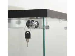 Vitrine de vidro com 2 prateleiras, vitrine de vidro com luzes LED e portas, 86x40x36 cm, preta