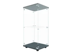 Vitrine de vidro com 2 prateleiras, vitrine de vidro com luzes LED e portas, 86x40x36 cm, preta