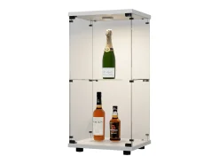 Vitrine de vidro com 2 prateleiras, vitrine de vidro com luzes LED e portas, 86x40x36 cm, branca