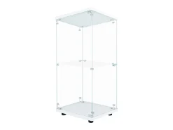 Vitrine de vidro com 2 prateleiras, vitrine de vidro com luzes LED e portas, 86x40x36 cm, branca