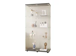 Vitrine de vidro com 4 prateleiras, 2 portas e fechadura, 164 x 80 x 36 cm, preta
