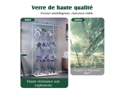 Vitrine de vidro com iluminação LED, 4 prateleiras e 2 portas, 78x35x163 cm, branca.