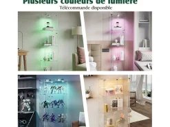 Vitrine de vidro com iluminação LED acionável por toque, portas e prateleiras com fechadura, 163x40x35 cm, branca.