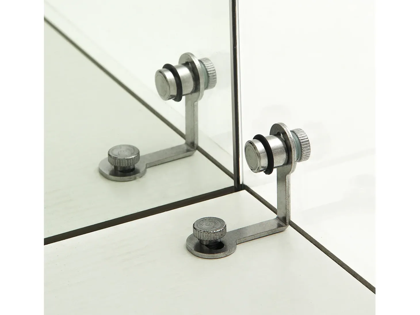 Vitrine de vidro com iluminação LED e fechadura, vitrine de vidro para sala de estar com 2 portas e prateleiras, branca