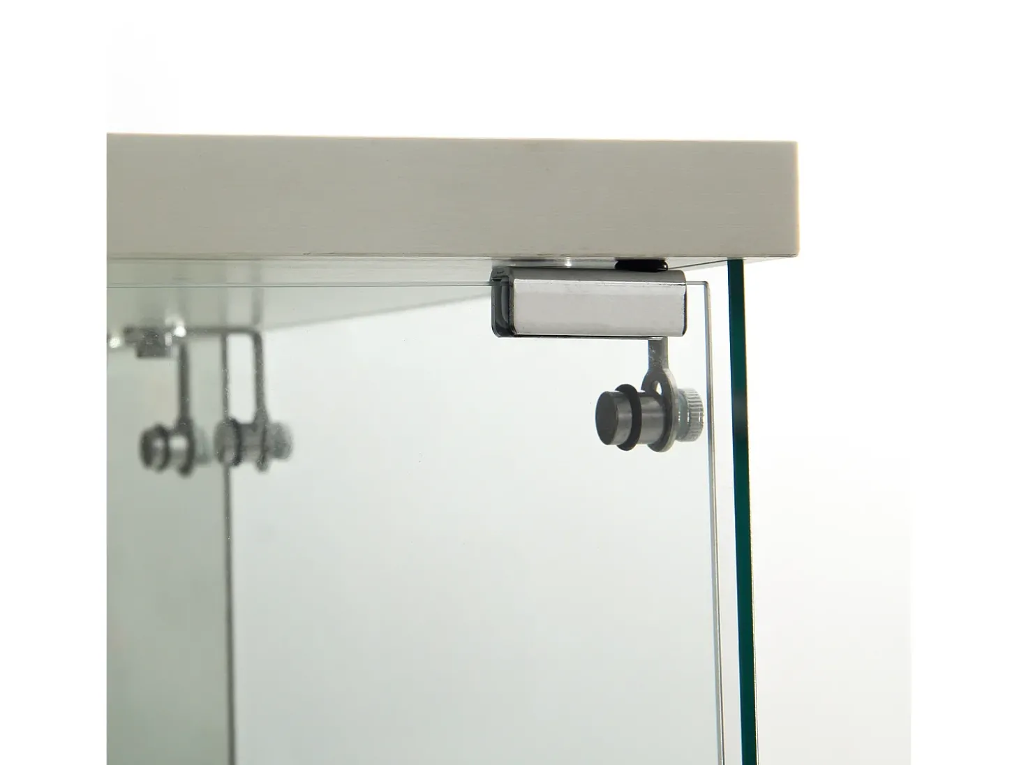 Vitrine de vidro com iluminação LED e fechadura, vitrine de vidro para sala de estar com 2 portas e prateleiras, branca