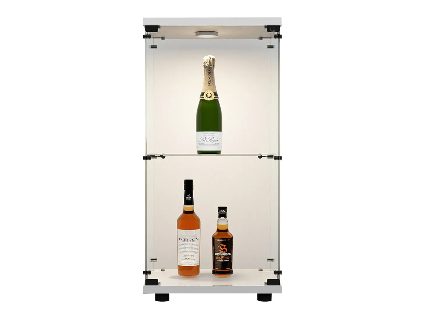 Vitrine de vidro com parede dupla, 40*86*36,5 cm, com fechadura antifurto e iluminação LED, branca.