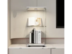 Vitrine de vidro com parede dupla, 40*86*36,5 cm, com fechadura antifurto e iluminação LED, branca.