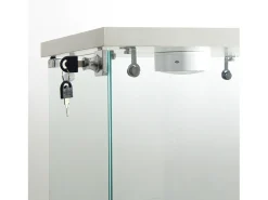 Vitrine de vidro com parede dupla, 40*86*36,5 cm, com fechadura antifurto e iluminação LED, branca.