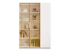 Vitrine de vidro de 165 cm de altura - Iluminação LED - 3 portas - Prateleiras ajustáveis - MDF + Painéis de partículas - Branco