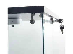 Vitrine de vidro de 163,9 x 36,49 x 80,49 cm, com prateleiras e iluminação LED, armário de curiosidades com porta dupla