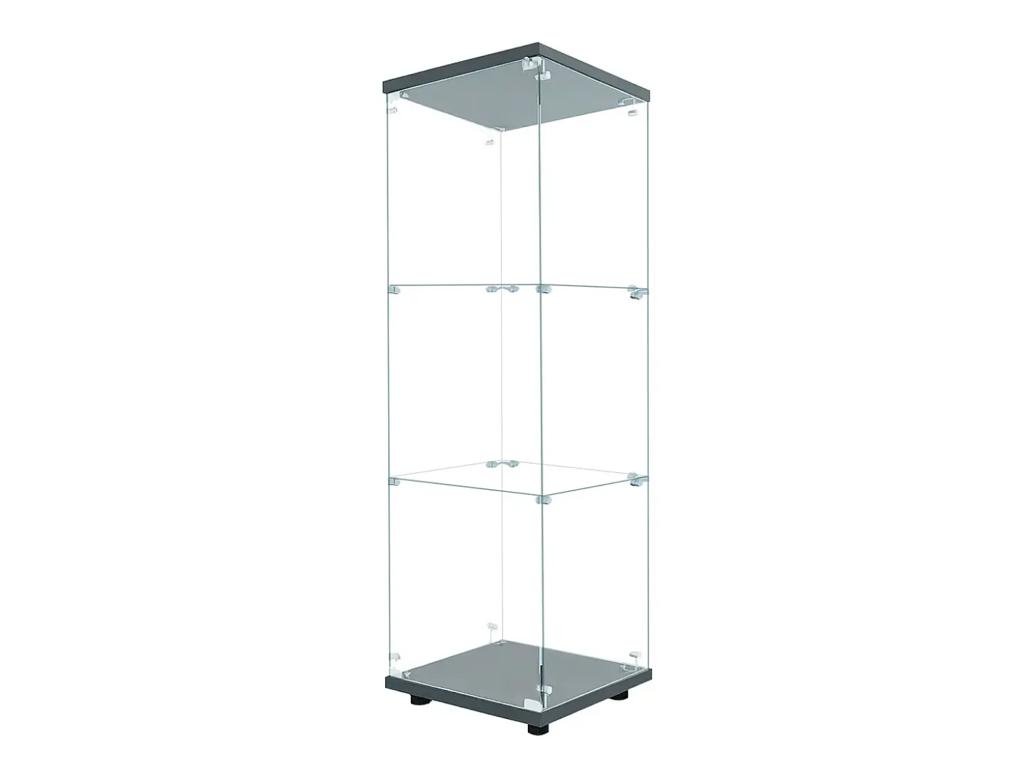 Vitrine de vidro GAHRELPER – 3 prateleiras, 1 porta, vidro temperado, luz LED, branco, 42x36x125 cm