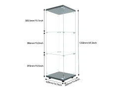 Vitrine de vidro GAHRELPER – 3 prateleiras, 1 porta, vidro temperado, luz LED, branco, 42x36x125 cm