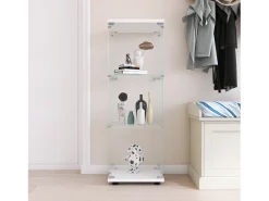 Vitrine de vidro GAHRELPER – 3 prateleiras, 1 porta, vidro temperado, branco, 42x36x125 cm