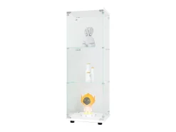 Vitrine de vidro GAHRELPER – 3 prateleiras, 1 porta, vidro temperado, branco, 42x36x125 cm