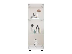 Vitrine de vidro GAHRELPER – 3 prateleiras, 1 porta, vidro temperado, branco, 42x36x125 cm