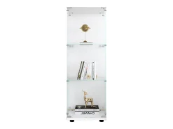 Vitrine de vidro GAHRELPER – 3 prateleiras, 1 porta, vidro temperado, branco, 42x36x125 cm
