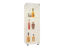 Vitrine de vidro GAHRELPER – 3 prateleiras, 1 porta, vidro temperado, luz LED, preta, 42x36x125 cm