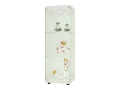 Vitrine de vidro GAHRELPER – 3 prateleiras, 1 porta, vidro temperado, luz LED, preta, 42x36x125 cm