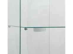 Vitrine de vidro independente, 125 cm, com iluminação LED, fechadura, 1 porta, 3 prateleiras, transparente, branca