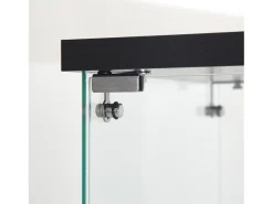 Vitrine de vidro independente, 125 cm, com iluminação LED, fechadura, 1 porta, 3 prateleiras, transparente, preta