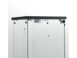 Vitrine de vidro independente, 125 cm, com iluminação LED, fechadura, 1 porta, 3 prateleiras, transparente, preta