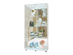 Vitrine de vidro LED – 4 prateleiras, 2 portas, vitrine independente, branca, 80,49 x 36,49 x 163,9 cm