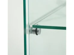 Vitrine de vidro sobre suporte, LED, 2 portas com fechadura, 4 compartimentos, para coleções e decoração