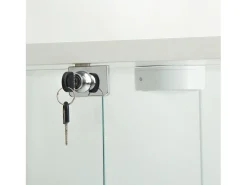 Vitrine de vidro sobre suporte, LED, 2 portas com fechadura, 4 compartimentos, para coleções e decoração