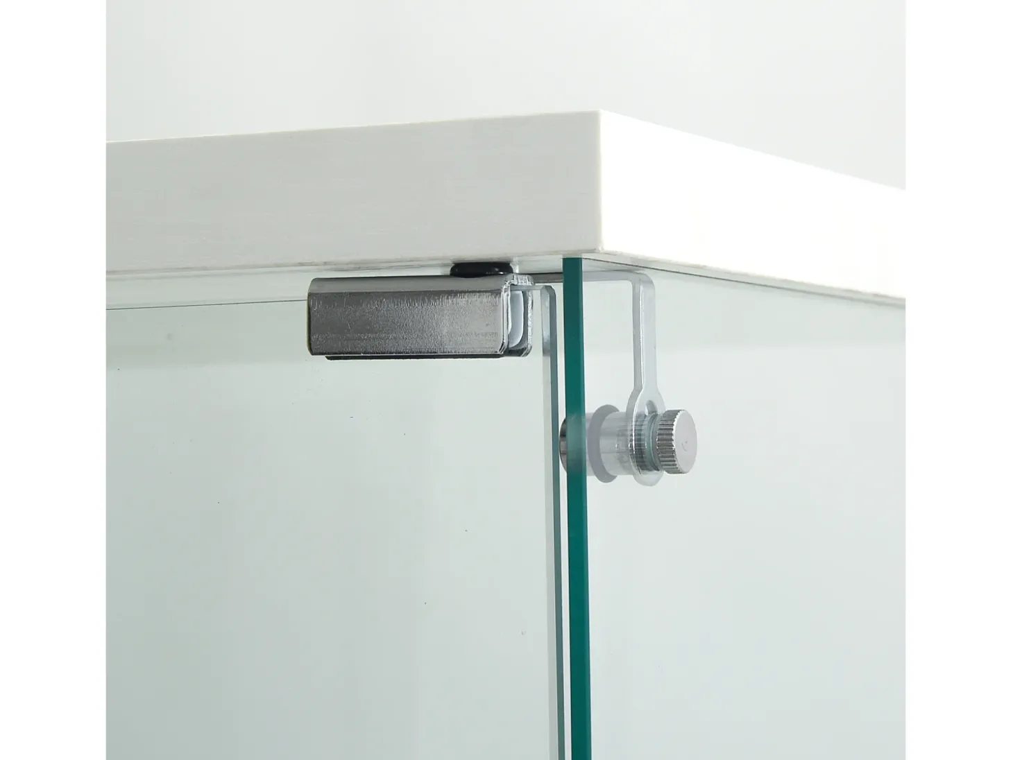Vitrine de vidro sobre suporte, LED, 2 portas com fechadura, 4 compartimentos, para coleções e decoração