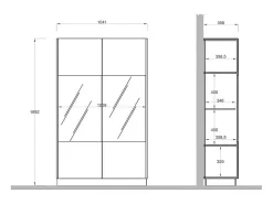 Vitrine design 2 portas coleção FANZY. Cor marrom carvalho escuro.