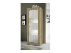Vitrine design 2 portas coleção ACCESS. Cores branco e carvalho claro.