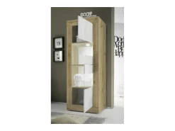 Vitrine design 2 portas coleção ACCESS. Cores branco e carvalho claro.