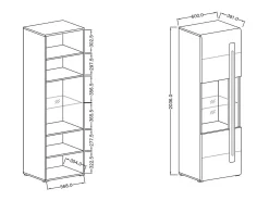 Vitrine design coleção BREDA nas cores branco fosco e branco brilhante