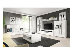 Vitrine design coleção BREDA nas cores branco fosco e branco brilhante