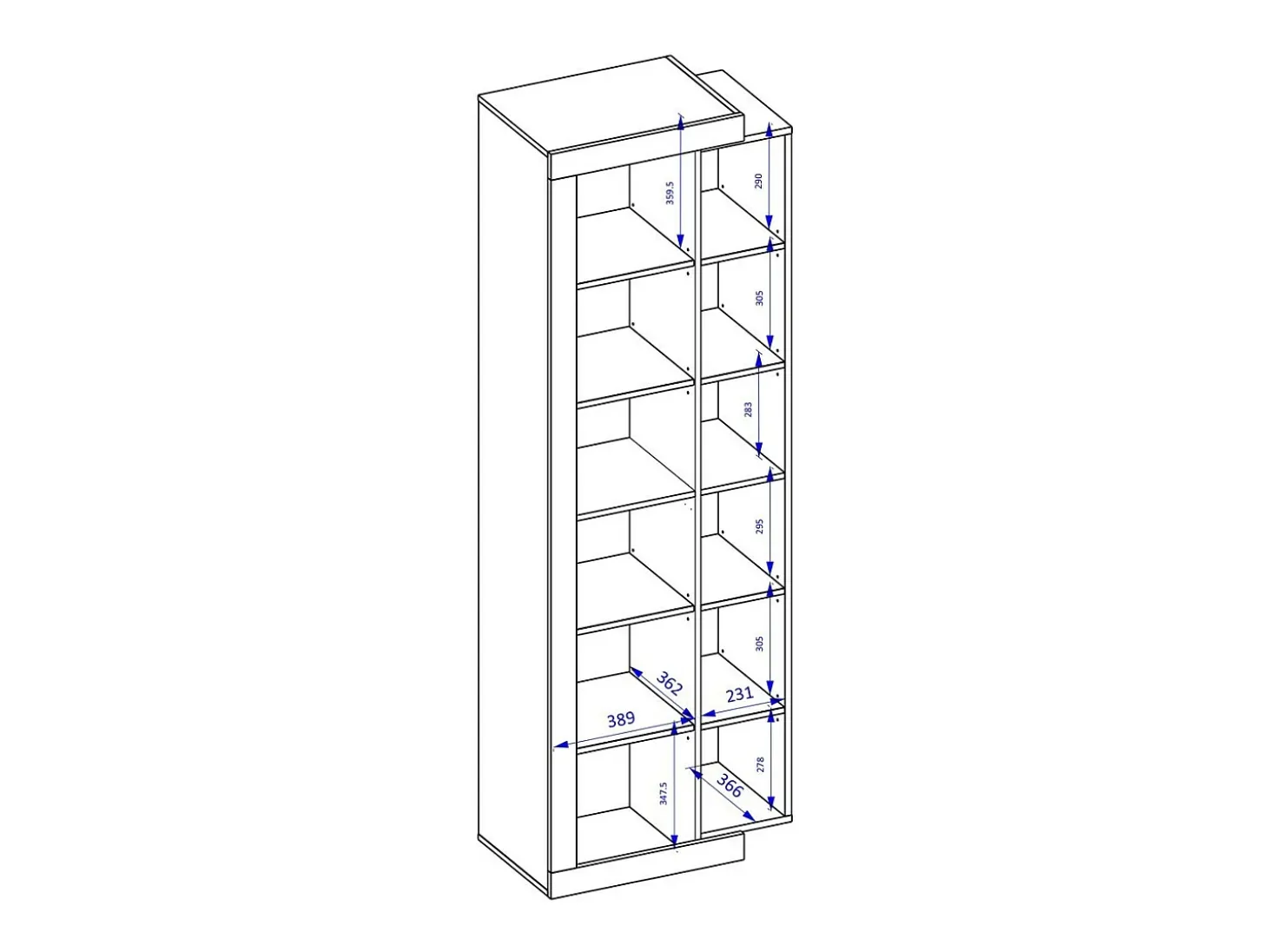 Vitrine design em cores de carvalho e branco brilhante da coleção SINATRA.