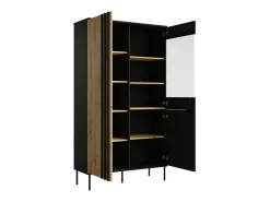 Vitrine design IZO – 2 portas – Ônix preto & Carvalho claro – 110x195x40 cm