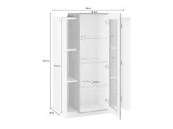 Vitrine Dfrutt, Aparador com três portas, Móveis de sala multiuso, 100% Fabricado na Itália, 80x38h121 cm, Branco brilhante e ardósia