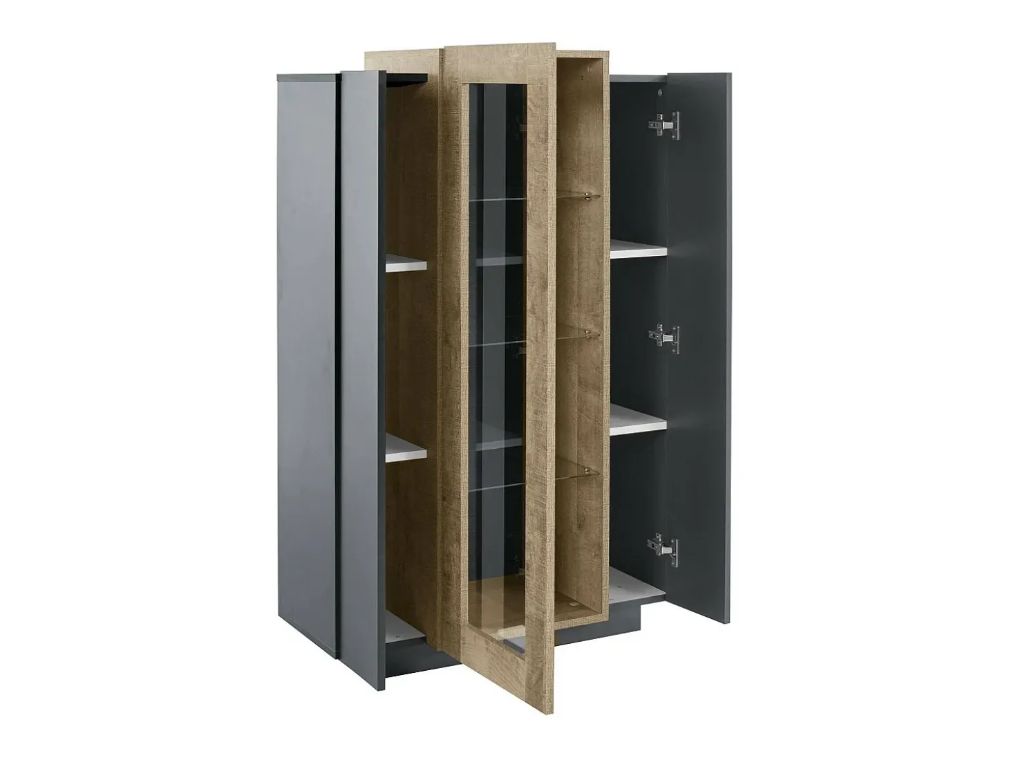 Vitrine Dfrutt, Aparador com três portas, Móveis de sala multiuso, 100% Fabricado na Itália, 80x38h121 cm, Antracite e Bordo