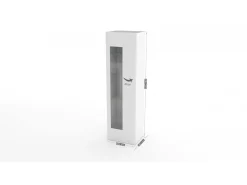 Vitrine Dizz, Aparador com porta de vidro, Móveis de sala multiuso, 100% Fabricado na Itália, 45x34h162 cm, Branco brilhante