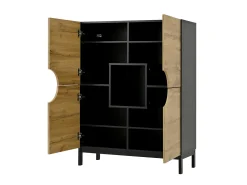 Vitrine e sapateira 2 em 1 – Design moderno com prateleiras ajustáveis e amplo espaço de armazenamento.