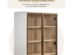Vitrine em Vidro 150cm - com LED - 2 Portas e 2 gavetas - prateleiras móveis - 70x35x150cm