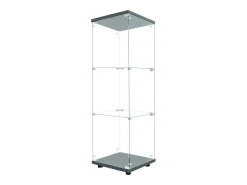 Vitrine em vidro 42×36×125cm GARHELPER - 3 prateleiras - 1 porta - Vidro temperado - Luz LED - branco