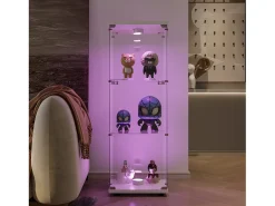 Vitrine em vidro 42×36×125cm GARHELPER - 3 prateleiras - 1 porta - Vidro temperado - Luz LED - Preto